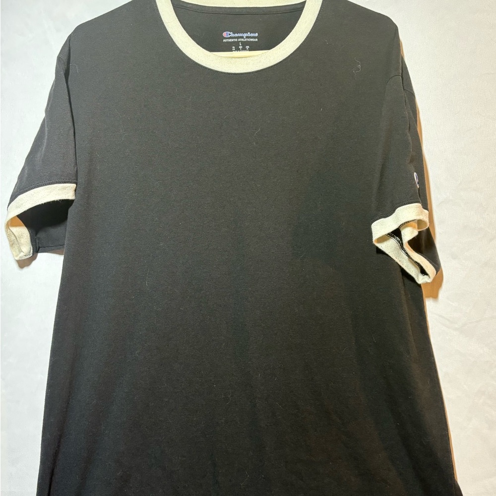 Champion Men's Black Tee with Cream Trim